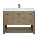 Lucian 48IN Single Vanity Pebble Oak w/ 3 CM White Zeus Silestone Top