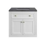 Chicago 30IN Single Vanity Glossy White w/ 3 CM Charcoal Soapstone Silestone Top