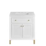 Chicago 30IN Single Vanity Glossy White w/ 3 CM White Zeus Silestone Top