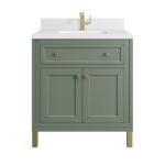 Chicago 30IN Single Vanity Smokey Celadon w/ Single Hole 3CM White Zeus Silestone Top & Backsplash