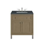 Chicago 30IN Single Vanity Walnut Whisper w/ 3 CM Charcoal Soapstone Silestone Top