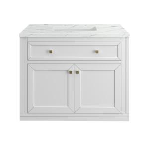 Chicago 36IN Single Vanity Glossy White w/ 3 CM Ethereal Noctis Silestone Top