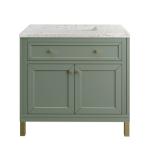 Chicago 36IN Single Vanity Smokey Celadon w/ 3 CM Eternal Jasmine Pearl Silestone Top