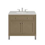 Chicago 36IN Single Vanity Walnut Whisper w/ 3 CM Eternal Jasmine Pearl Silestone Top