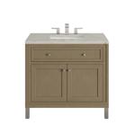 Chicago 36IN Single Vanity Walnut Whisper w/ 3 CM Victorian Silver Silestone Top