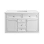 Chicago 48IN Single Vanity Glossy White w/ 3 CM White Zeus Silestone Top