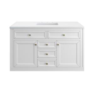 Chicago 48IN Single Vanity Glossy White w/ 3 CM White Zeus Silestone Top