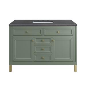 Chicago 48IN Single Vanity Smokey Celadon w/ 3 CM Charcoal Soapstone Silestone Top