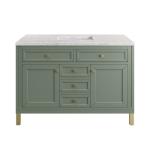 Chicago 48IN Single Vanity Smokey Celadon w/ 3 CM Eternal Jasmine Pearl Silestone Top