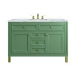 Chicago 48IN Single Vanity Smokey Celadon w/ 3 CM Victorian Silver Silestone Top
