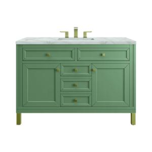 Chicago 48IN Single Vanity Smokey Celadon w/ 3 CM Victorian Silver Silestone Top