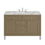 Chicago 48IN Single Vanity Walnut Whisper w/ 3 CM Carrara Marble Top