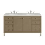 Chicago 60IN Double Vanity Walnut Whisper w/ 3 CM Lime Delight Silestone Top