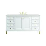 Chicago 60IN Single Vanity Glossy White w/ 3 CM Lime Delight Silestone Top