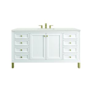Chicago 60IN Single Vanity Glossy White w/ 3 CM Lime Delight Silestone Top