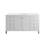 Chicago 60IN Single Vanity Glossy White w/ 3 CM White Zeus Silestone Top