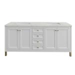 Chicago 72IN Double Vanity Glossy White w/ 3 CM Eternal Jasmine Pearl Silestone Top