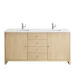 Gracyn 72IN Double Vanity Coastal Driftwood w/ 3 CM White Zeus Quartz Top