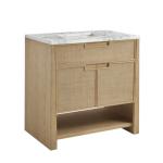Solene 36IN Single Vanity Seaside Oak w/ 3 CM Carrara Marble Top