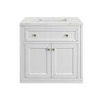 Chicago 30IN Single Vanity Glossy White w/ 3 CM Ethereal Noctis Silestone Top