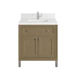 Chicago 30IN Single Vanity Walnut Whisper w/ Single Hole 3CM White Zeus Silestone Top & Backsplash