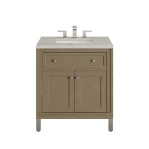 Chicago 30IN Single Vanity Walnut Whisper w/ 3 CM Victorian Silver Silestone Top