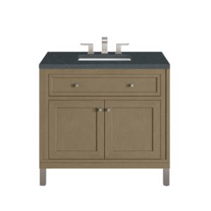 Chicago 36IN Single Vanity Walnut Whisper w/ 3 CM Charcoal Soapstone Silestone Top