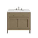 Chicago 36IN Single Vanity Walnut Whisper w/ 3 CM White Zeus Silestone Top