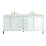 Chicago 72IN Double Vanity Glossy White w/ 3 CM Lime Delight Silestone Top