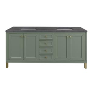 Chicago 72IN Double Vanity Smokey Celadon w/ 3 CM Charcoal Soapstone Silestone Top
