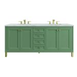 Chicago 72IN Double Vanity Smokey Celadon w/ 3 CM Victorian Silver Silestone Top