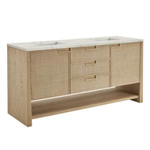 Solene 72IN Double Vanity Seaside Oak w/ 3 CM Victorian Silver Quartz Top
