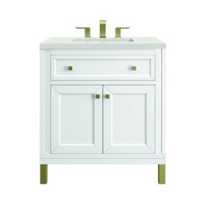 Chicago 30IN Single Vanity Glossy White w/ 3 CM Lime Delight Silestone Top