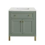 Chicago 30IN Single Vanity Smokey Celadon w/ 3 CM Ethereal Noctis Silestone Top