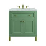 Chicago 30IN Single Vanity Smokey Celadon w/ 3 CM Victorian Silver Silestone Top