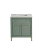 Chicago 30IN Single Vanity Smokey Celadon w/ 3 CM White Zeus Silestone Top