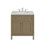 Chicago 30IN Single Vanity Walnut Whisper w/ 3 CM Ethereal Noctis Silestone Top