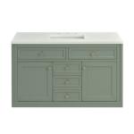 Chicago 48IN Single Vanity Smokey Celadon w/ 3 CM White Zeus Silestone Top