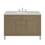 Chicago 48IN Single Vanity Walnut Whisper w/ 3 CM Eternal Jasmine Pearl Silestone Top