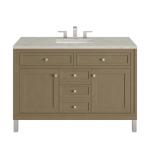 Chicago 48IN Single Vanity Walnut Whisper w/ 3 CM Victorian Silver Silestone Top