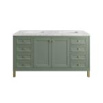 Chicago 60IN Double Vanity Smokey Celadon w/ 3 CM Eternal Jasmine Pearl Silestone Top