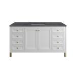 Chicago 60IN Single Vanity Glossy White w/ 3 CM Charcoal Soapstone Silestone Top