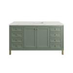 Chicago 60IN Single Vanity Smokey Celadon w/ 3 CM Ethereal Noctis Silestone Top