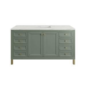 Chicago 60IN Single Vanity Smokey Celadon w/ 3 CM Ethereal Noctis Silestone Top