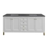 Chicago 72IN Double Vanity Glossy White w/ 3 CM Charcoal Soapstone Silestone Top