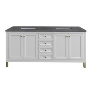 Chicago 72IN Double Vanity Glossy White w/ 3 CM Charcoal Soapstone Silestone Top