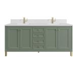 Chicago 72IN Double Vanity Smokey Celadon w/ Single Hole 3CM White Zeus Silestone Top & Backsplash