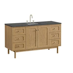 Laurent 60IN Single Vanity Light Natural Oak w/ 3 CM Parisien Bleu Quartz Top