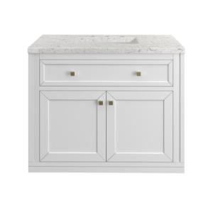Chicago 36IN Single Vanity Glossy White w/ 3 CM Eternal Jasmine Pearl Silestone Top