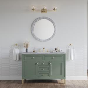 Chicago 48IN Single Vanity Smokey Celadon w/ 3 CM Carrara Marble Top